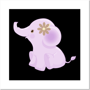 Cute Pink Baby Elephant Posters and Art